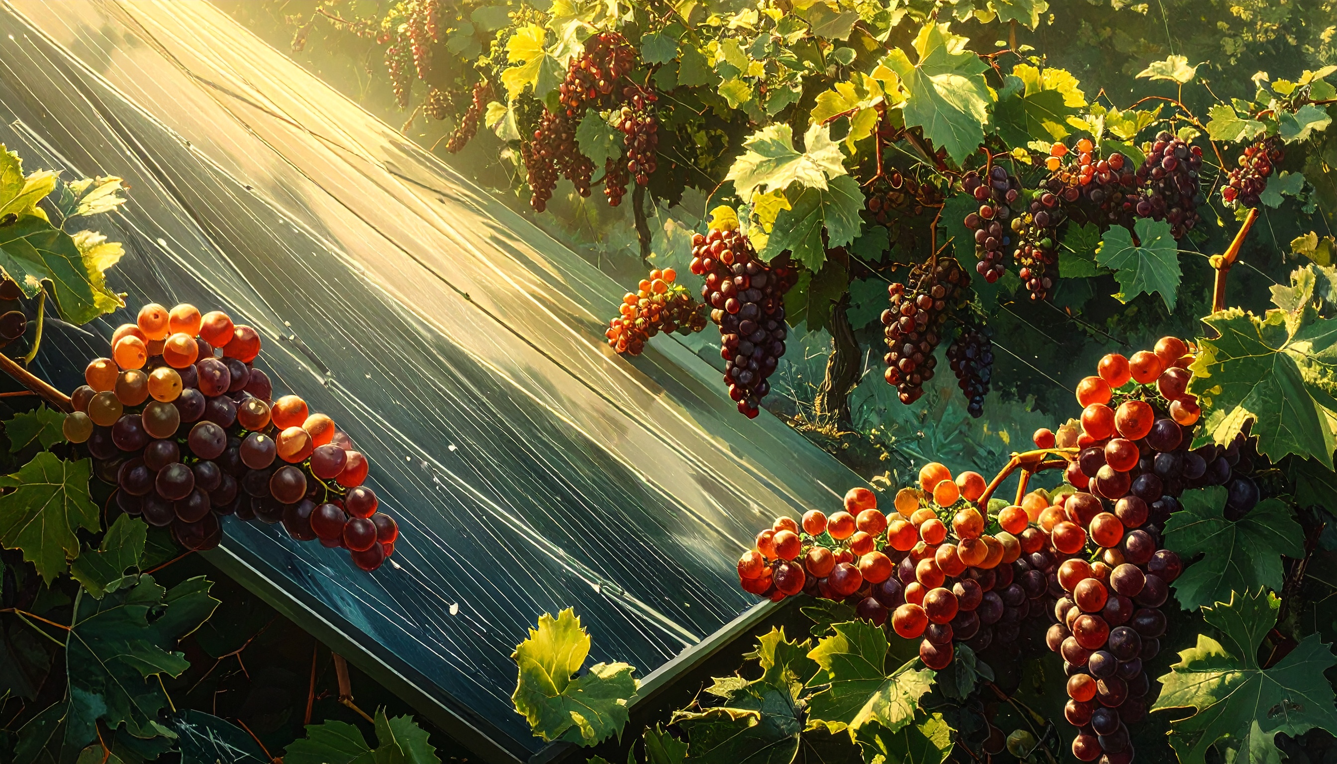 山梨県、ブドウ棚で有機薄膜太陽電池を実証 夜間LEDでカーボンフリー農業へ