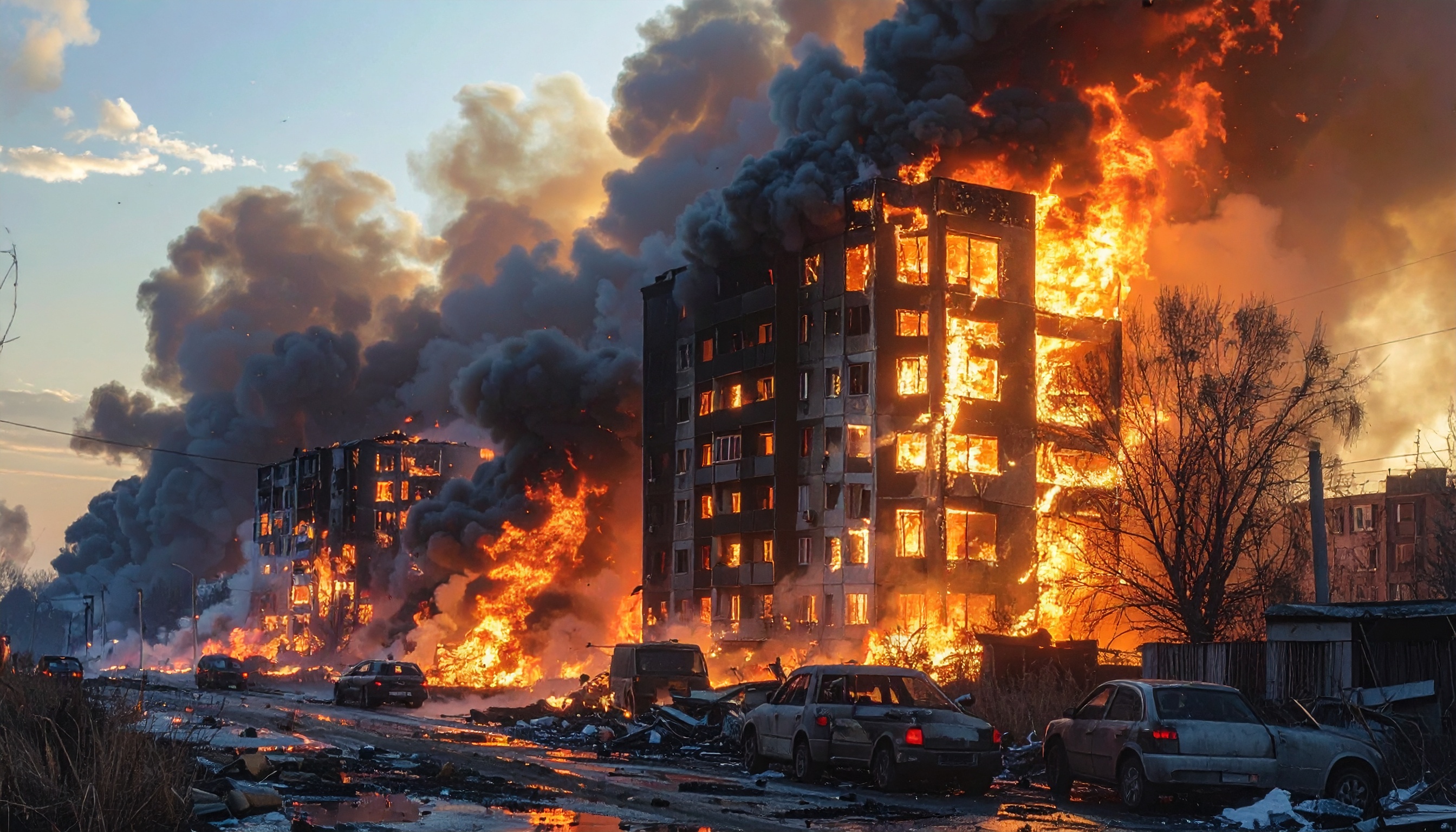 ロシア軍ドローン攻撃 ウクライナ・ハルキウ集合住宅直撃、子ども2人含む32人負傷