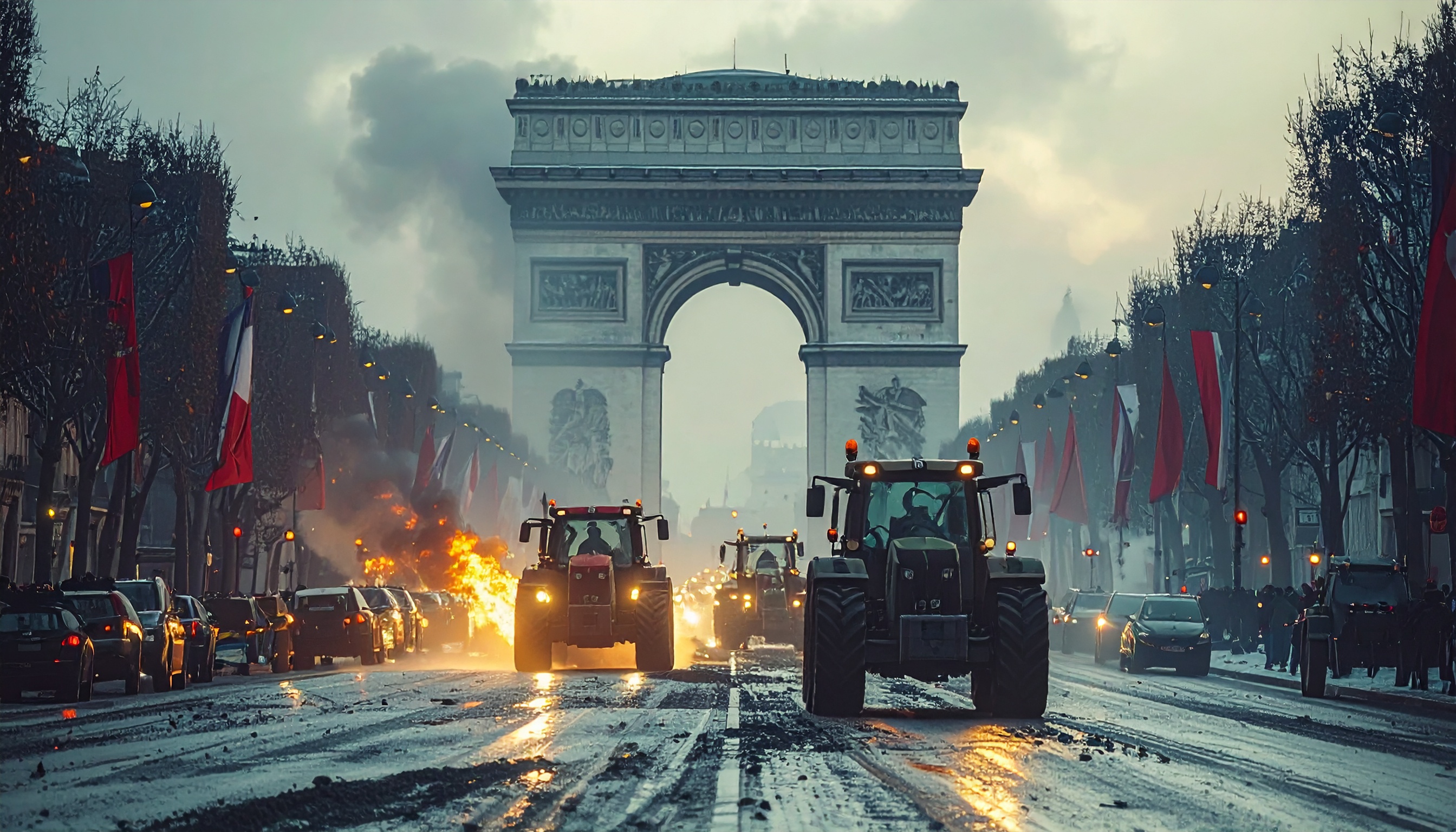 パリでトラクター350台 仏農家がEUとメルコスル（南部共同市場）FTA反対