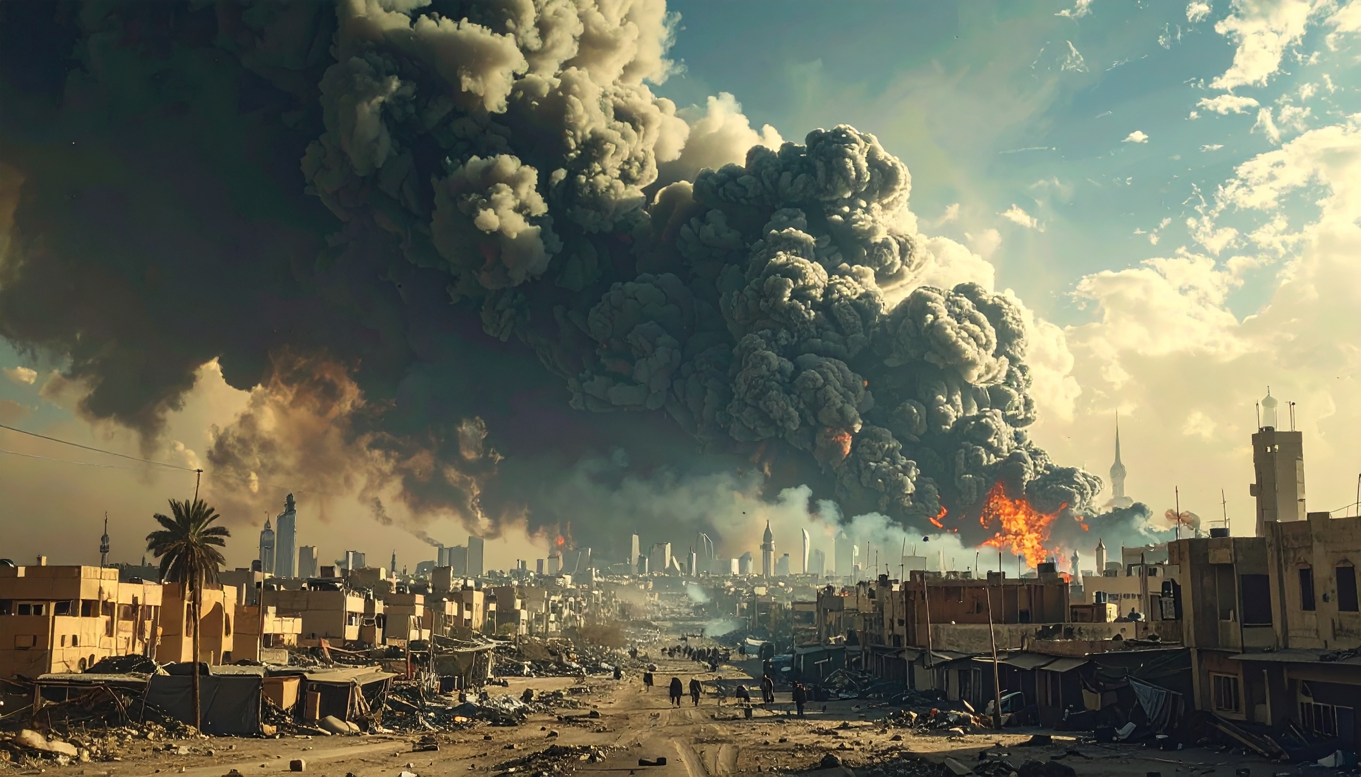 クウェート・クウェート市 米大使館敷地で火と煙、イラン攻撃と推定