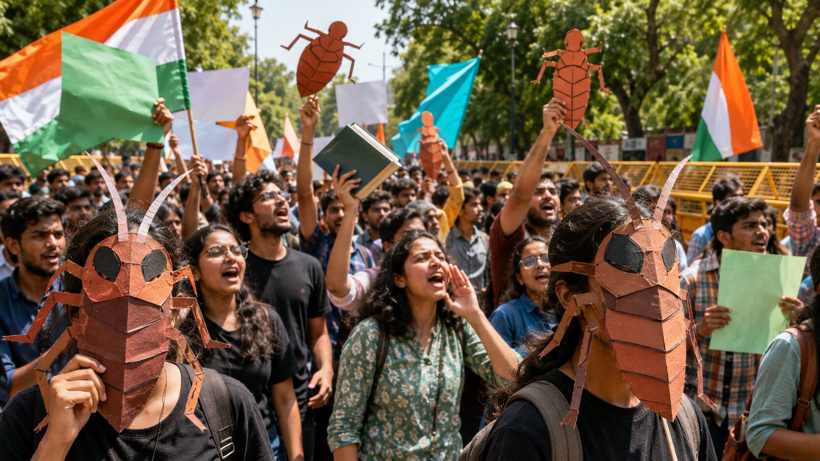 インド・ニューデリーで学生ら大規模抗議、教育相に辞任要求