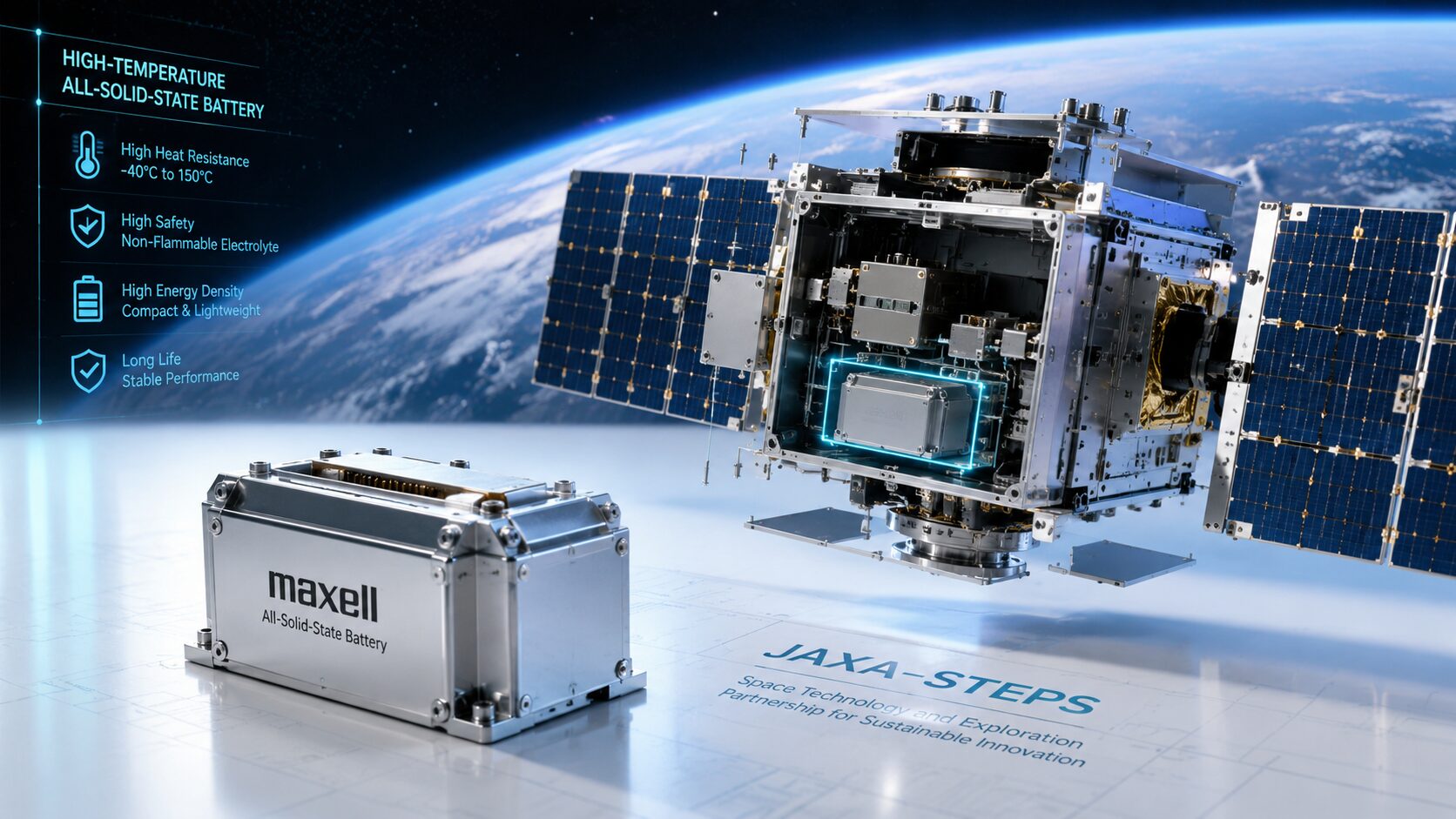 マクセルとJAXA研究開発部門、宇宙機向け高耐熱全固体電池を実証へ