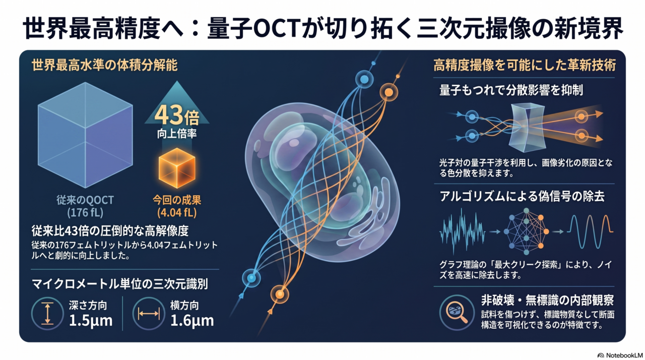 京都大学、QOCTで世界最高の体積分解能　4.04フェムトリットルの三次元撮像を実現