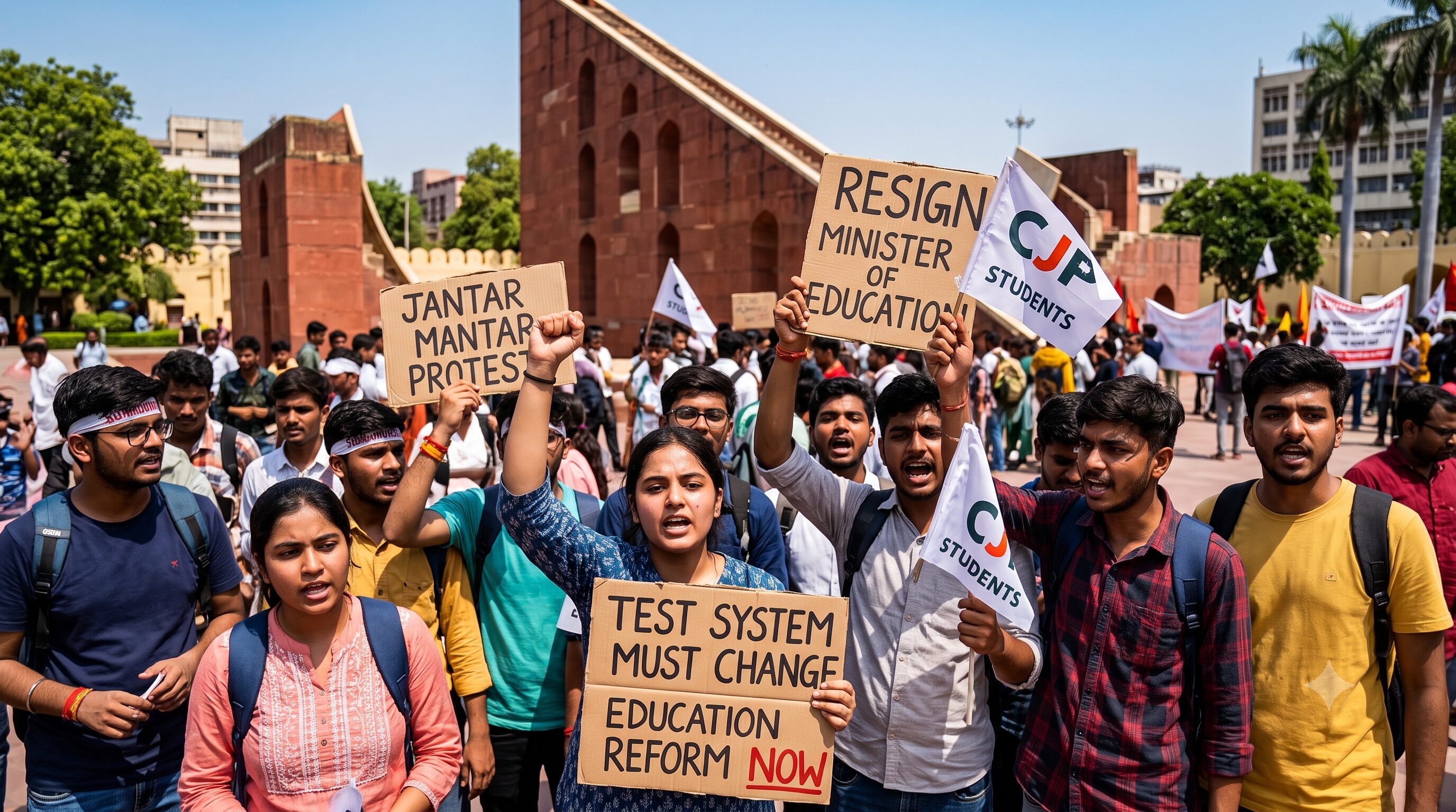 インド首都で市民団体CJP支持者5000人超が抗議継続 試験不正処罰方針後も