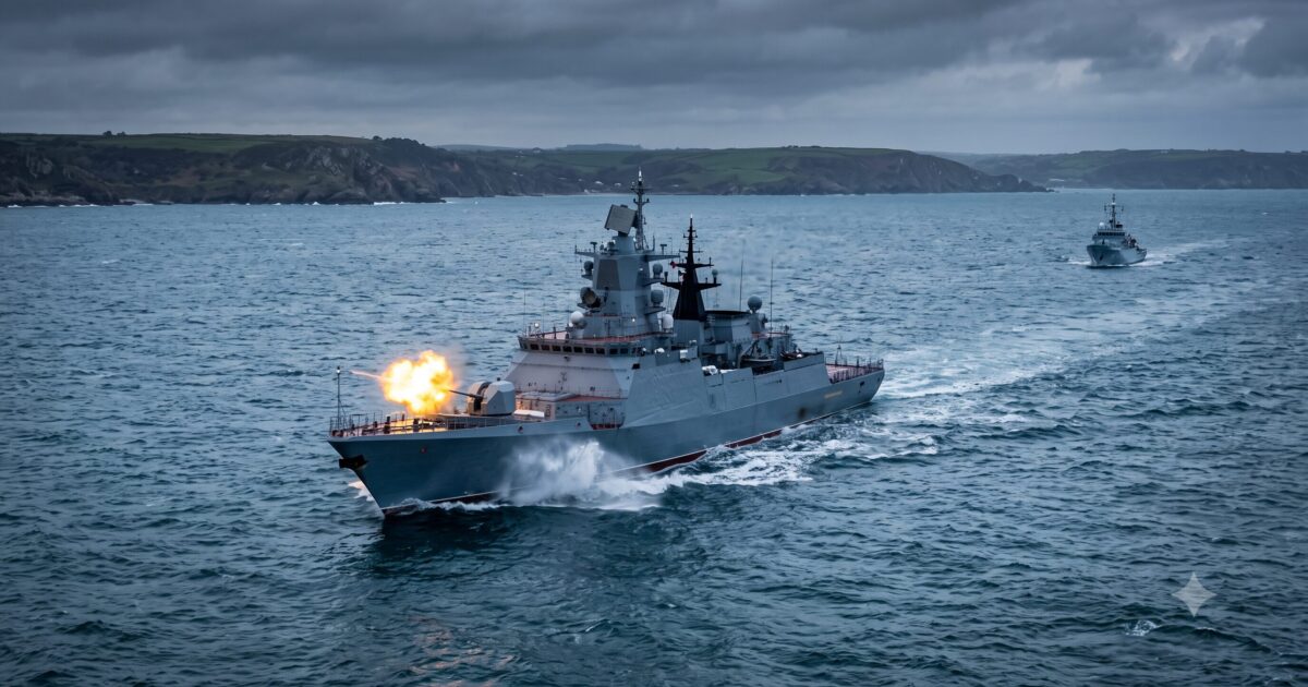ロシア海軍フリゲート、英プリマス南方約74キロで実弾射撃 HMSタインが