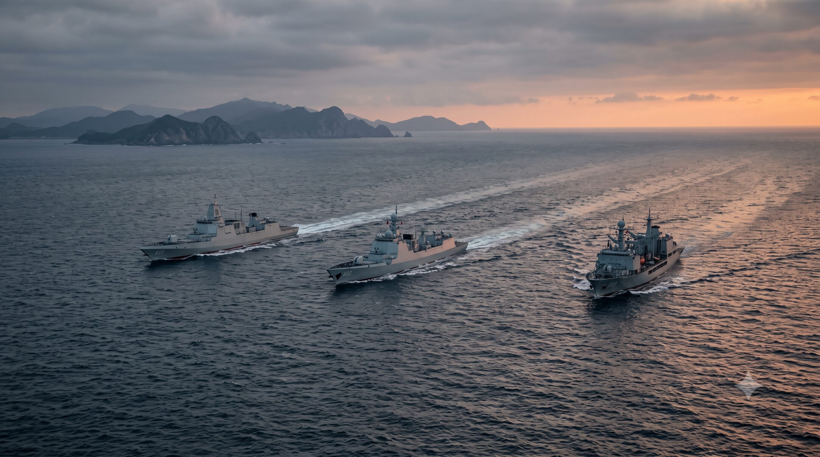 中国海軍艦3隻、対馬海峡を南西進　ロシア艦と沖縄から宗谷海峡まで共同航行を継続