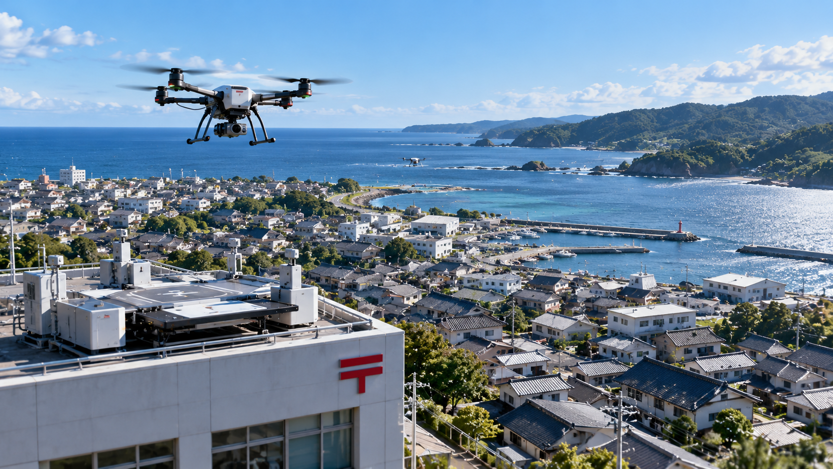 KDDIと日本郵便、郵便局のドローンポート化を検証　珠洲で2機同時飛行、常設化を検討