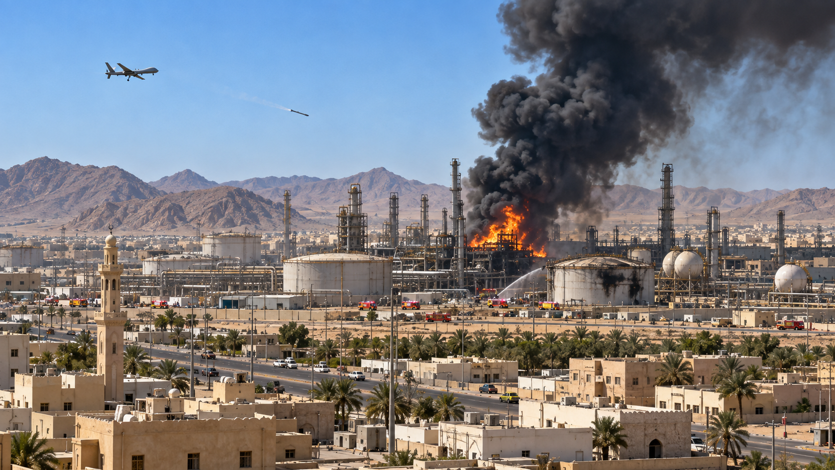 フーシ派、サウジ南部4都市を攻撃　民間人73人負傷、複数エネルギー施設で一部操業停止