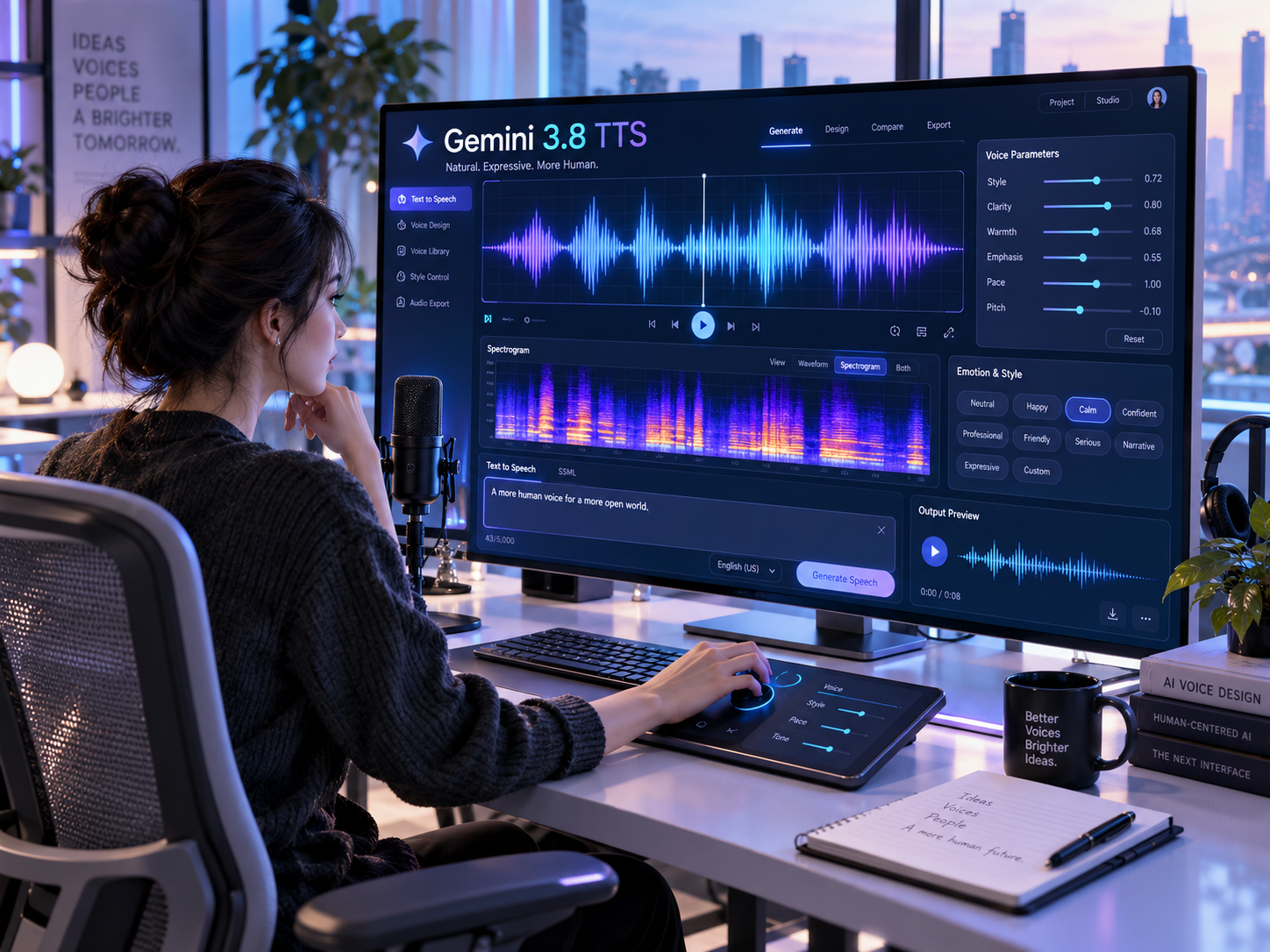 Google、Gemini 3.8 TTSを発表　30秒の音声から声を再現、自然言語で音声設計