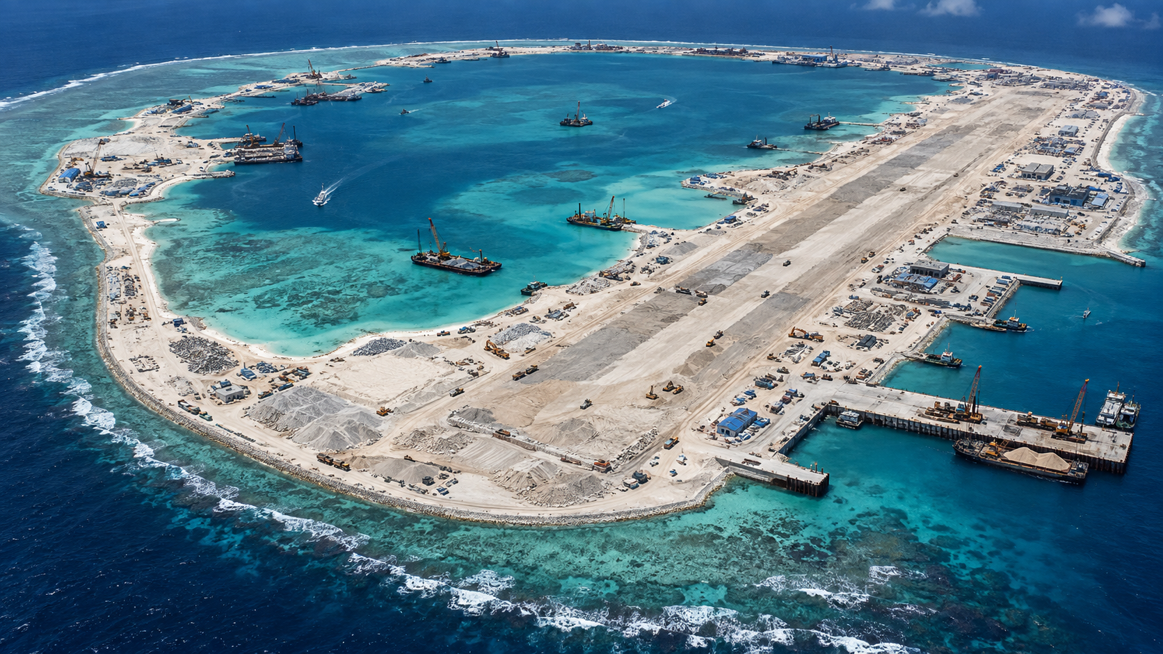 中国、南シナ海・羚羊礁で滑走路建設加速　衛星画像で進展、2027年半ば初着陸予測