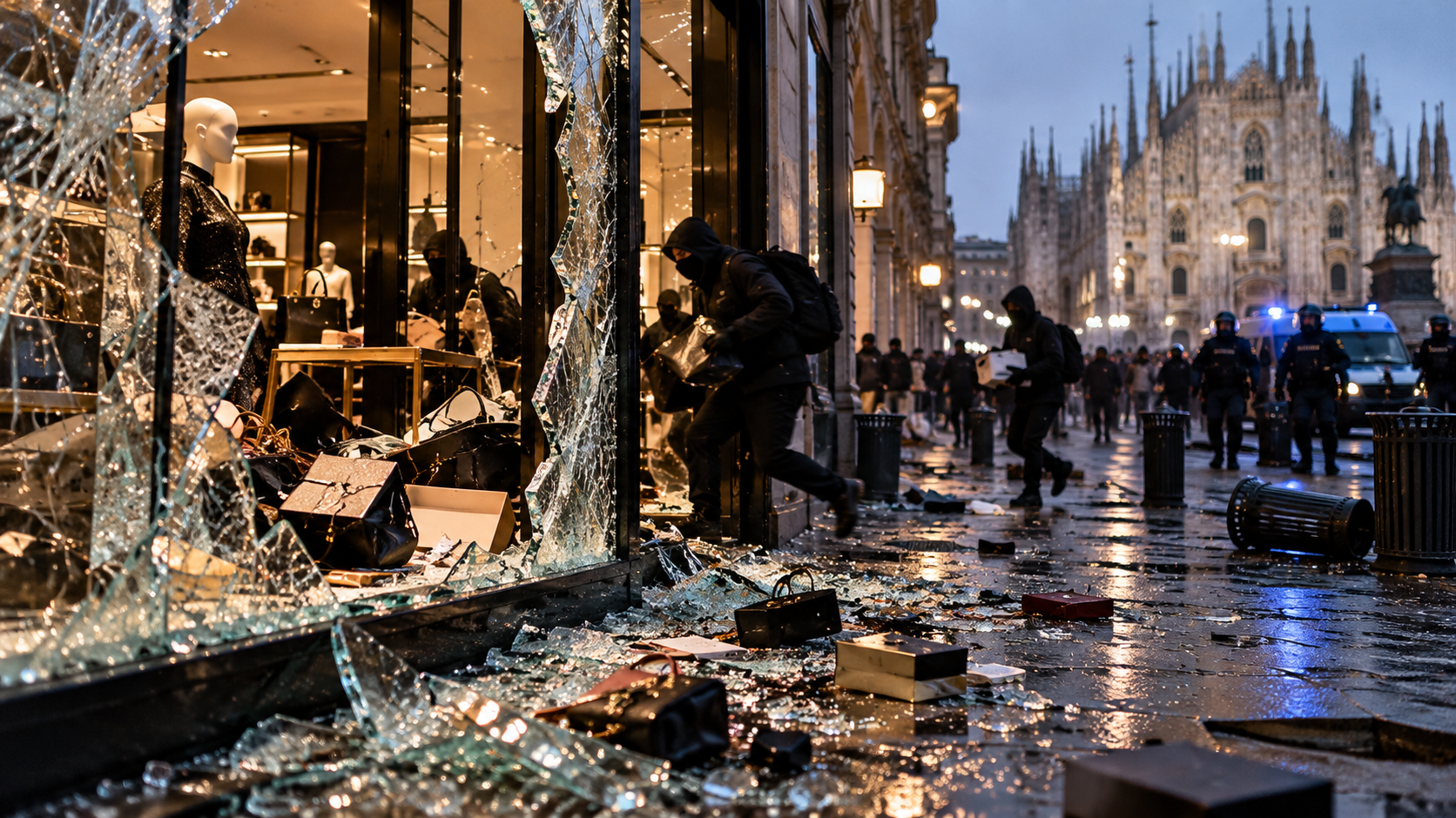 イタリア・ミラノで2日連続の騒乱、店舗破壊と略奪が続く 18日に200人超を身柄確保